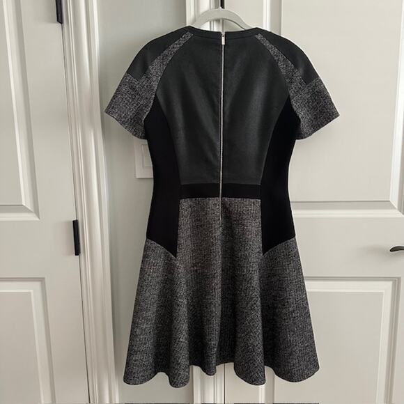 Karen Millen Wool Blend Herringbone Tweed Faux Leather Dress Size: US 8 UK 12 - Picture 6 of 10